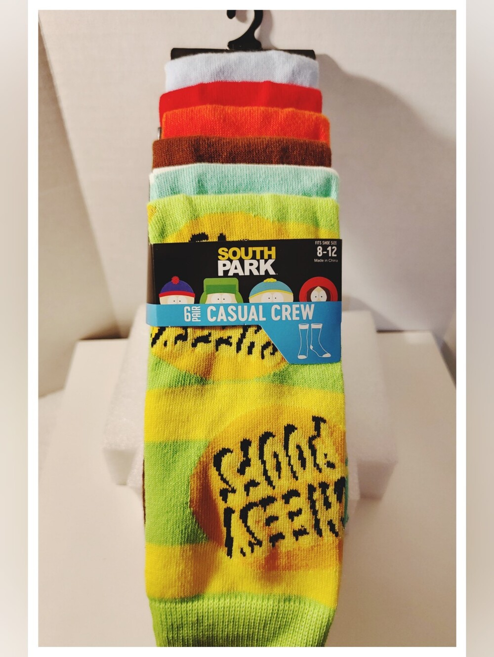 'SOUTH PARK' 6-Pair of Novelty Crew Socks - Fits Shoe Size 8-12 *NIP*